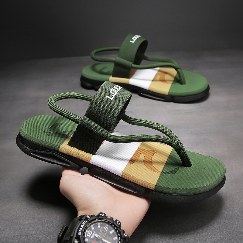 Summer Men Sandals New Beach Slippers Beach Flip Flops Fashion Solid Flat Outdoor Shoes Outdoors Non-slip Slippers
