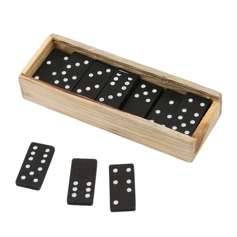 28pcs Black Dominoes, With Wooden Box, Wooden Board Game Teaching Aids ,gaming gift