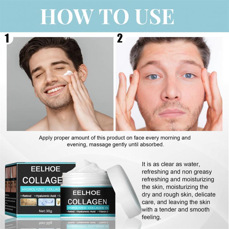 Men Collagen Anti-Wrinkle Cream Hyaluronic Remove Wrinkles Moisturizing Anti-Aging Firming Lifting Whiten Brightening Face Care
