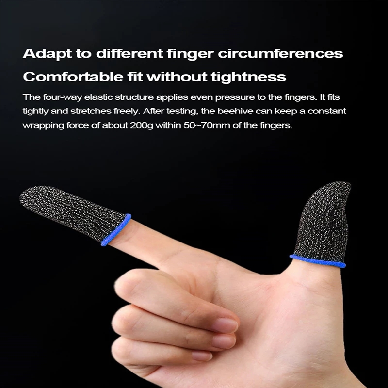2pcs New Mobile Phone Gaming Sweat-Proof PUBG Finger Cover Fingertip Gloves Game Non-slip Touch Screen Thumb Fingertip Sleeves
