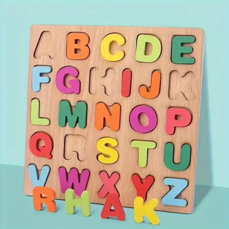 Early Education Scratch Board Alphabet Puzzle Matching Toy, Wooden Educational Toys For Toddlers And Children