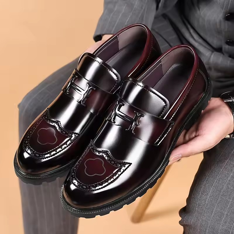 Open bead matte craft leather shoes with men's polished dual tone upper and men's shoe cover
