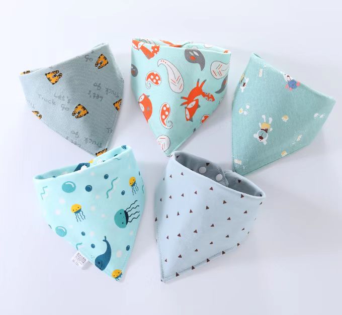 Baby Saliva Towel Baby Triangle Bandana Pure Cotton Double Snap Button Waterproof Newborn Bib Pocket Children Scarf