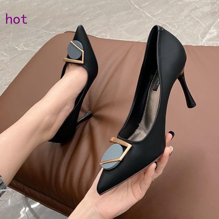Fashion Buckle Pumps Women High Heel Shoes Elegant Rhinestone Ladies Office Shoes Pointed Toe Women Party Wedding Shoes Pumps