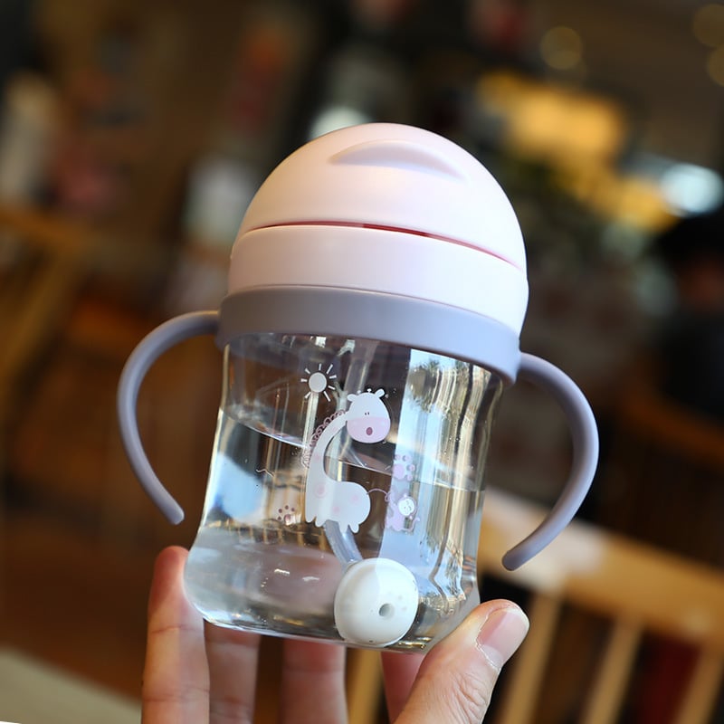 250ml Baby Feeding Cup with Straw Children Learn Feeding Drinking Bottle Kids Training Cup with Straw