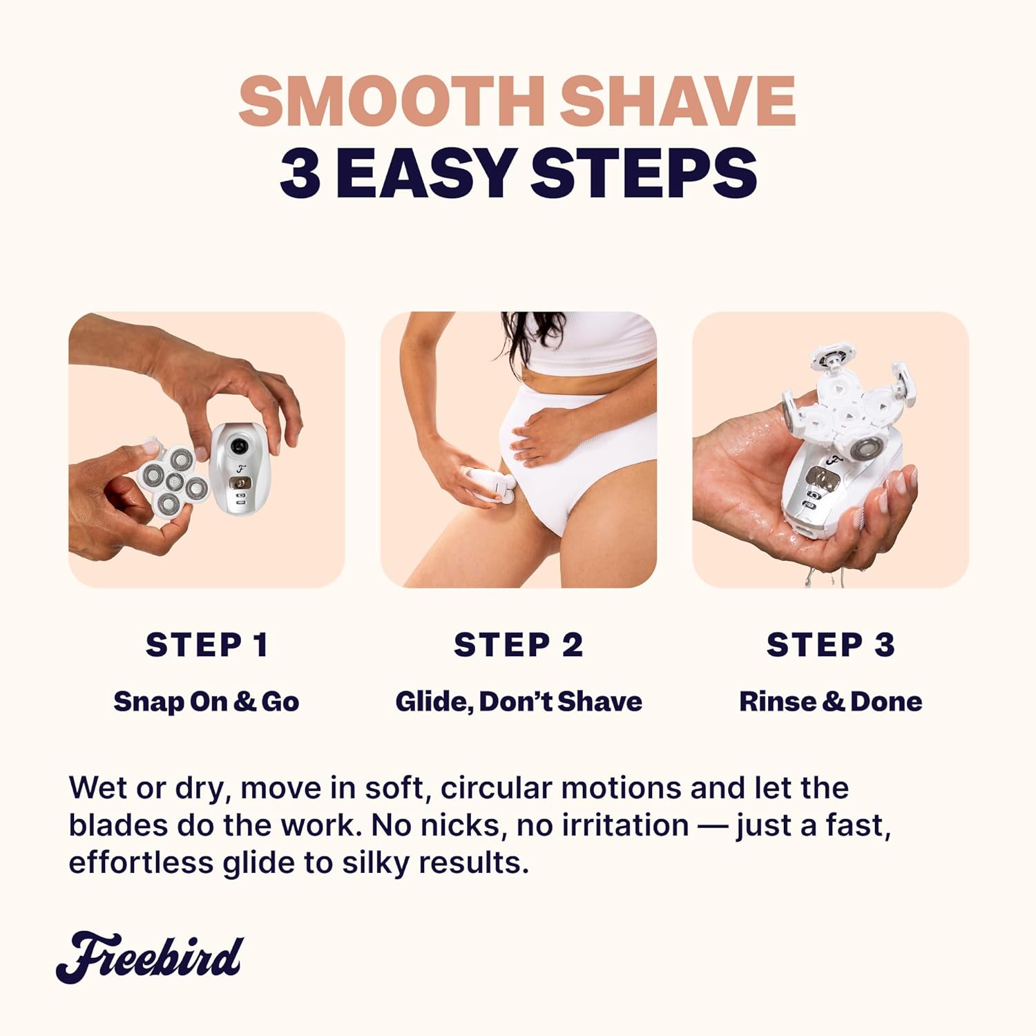 Freebird FlexSeries Electric Razor for Women - Silk Smooth Legs, Body Hair, & Pubic Shaver - for Private Area, Sensitive Skin, Bikini Trimmer