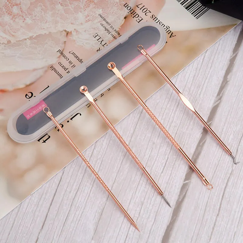 4 PCS Stainless Steel Acne Needle Set With Box Face to Blackhead Beauty Salon Squeeze Skin Care Tools Puberty Maintenance