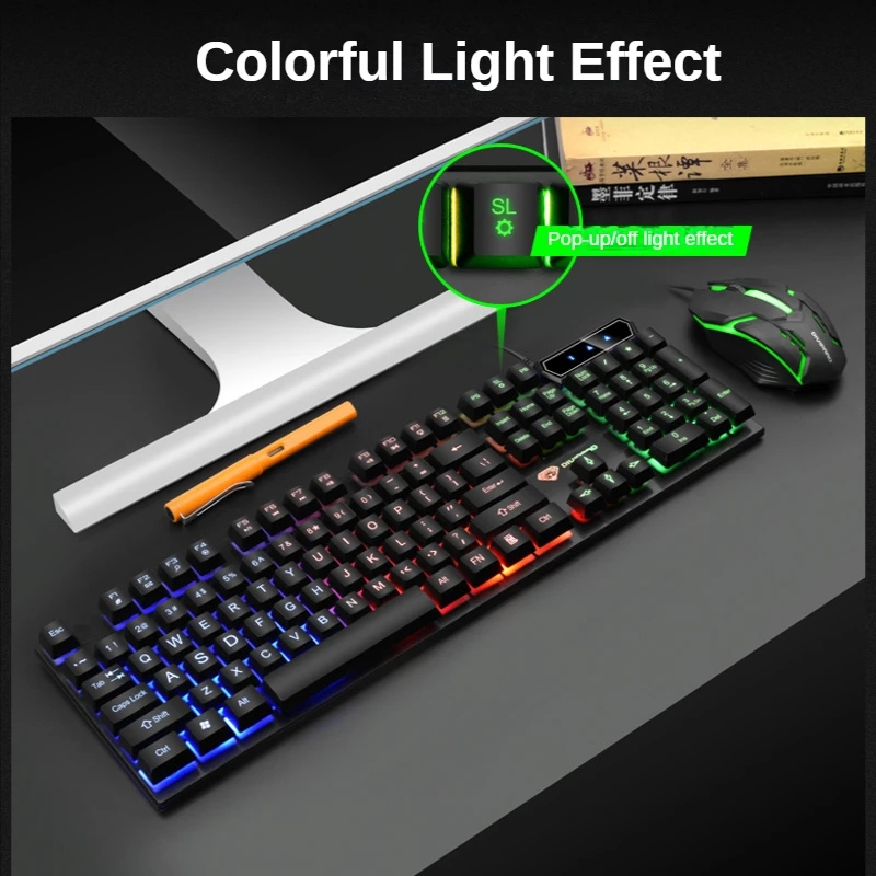 GMK-20 104 Keys Glowing Universal Banda Rgb Clavier Gamer Popular Pc Gaming Keyboard USB Wired Keyboards For Laptop