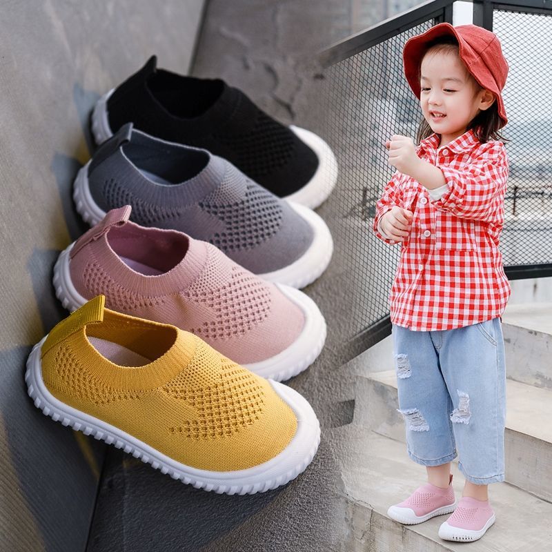 Children Casual Shoes Kids Sneakers Candy Soft Stretch Fabric Breathable Slip-on Sports Shoes For Boys Girls Fashion Hot