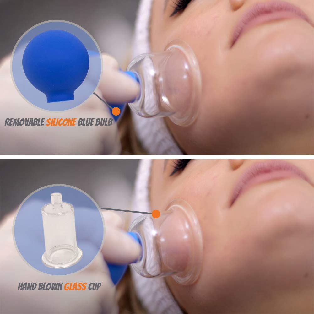 4Pcs Glass Facial Cupping Set | Silicone Vacuum Suction Cupping Massage Therapy for Anti Cellulite Wrinkle Ageless Skin Face