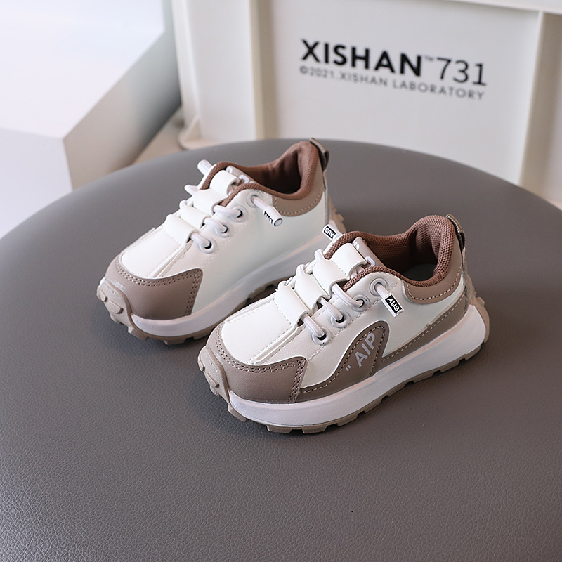 Children's Shoes Spring and Autumn Girls White Shoes Non-slip Children Baby Shoes Shell Head Sports Shoes Soft and Comfortable