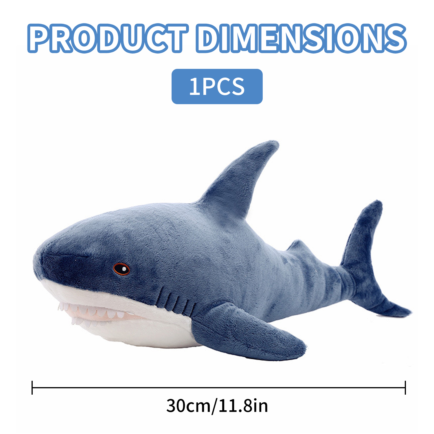 30cm Giant Shark Plush Stuffed Toy Soft Animal Reading Pillow for Christmas Gifts Cushion Doll Gift For Kids