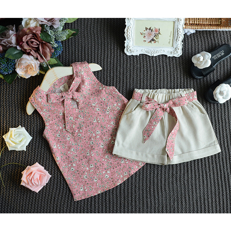 Baby Girl Clothes floral Fashion Cartoon Girls Summer Set Clothes Baby Suits Kids T Shirt +Pants Children