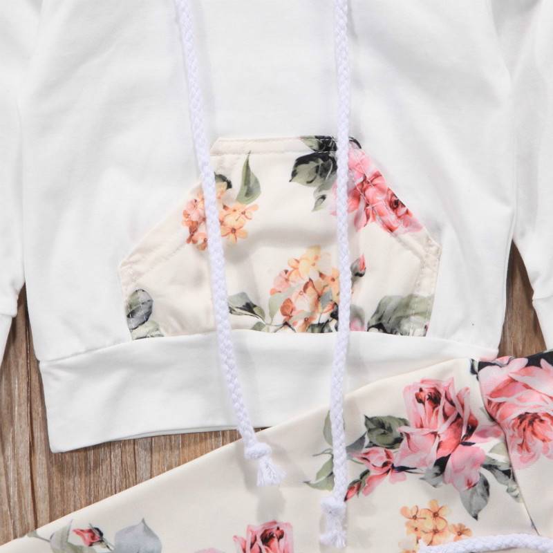 Brand New Infant Toddler Newborn Baby Girls Floral Outfit Clothes Tracksuit Hooded Tops+Leggings Pants Headband 3Pcs Set