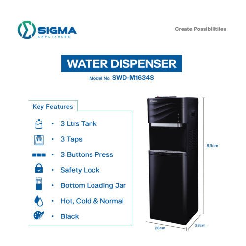 SIGMA 3 TAPS BOTTOM LOADING WATER DISPENSER BLACK