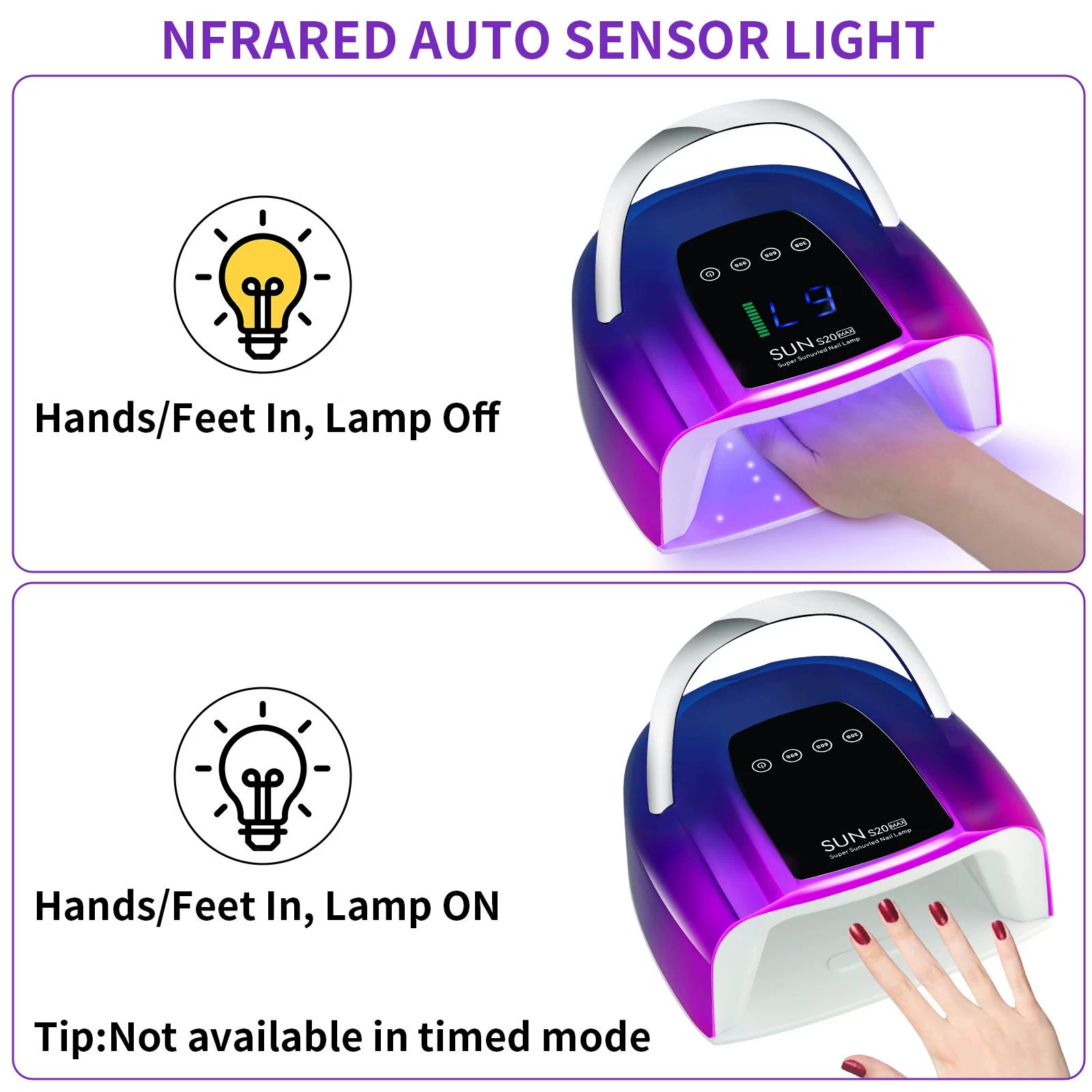 200W Rechargeable UV LED Nail Lamp Cordless Nail Dryer with 3 Timer Settings and Smart Sensor for Home & Salon to Curing All Gel