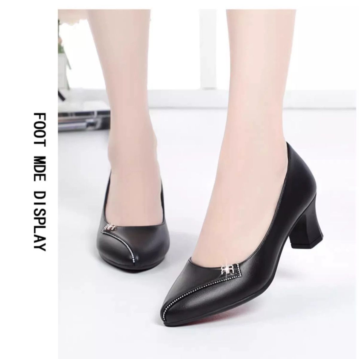 Thick Heeled Single Shoes Women's New High Heeled Shallow Mouth Comfortable Genuine Leather Office Women Shoes