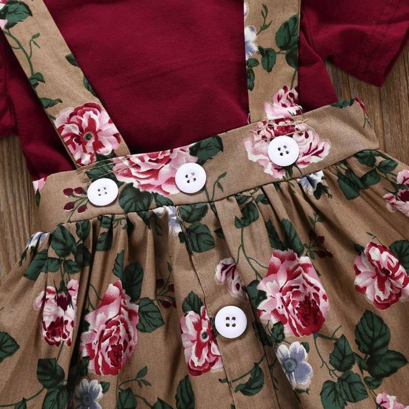 Telotuny kid Casual Clothing Set 100% Cotton 3Pcs Baby Toddler Girls Kids Overalls Skirt +Headband+Romper Clothes Outfits JU 133