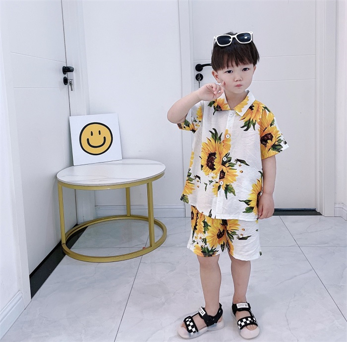Kids 2pcs clothing set children boys cartoon shirt shorts new baby fashion cotton suit