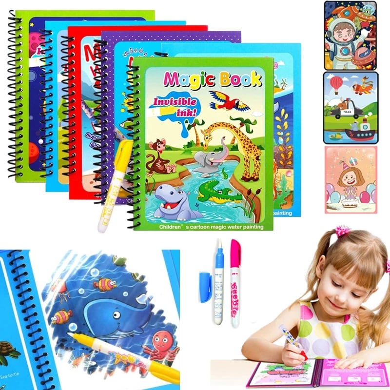 5 / Magical Book Water Drawing Montessori Toys Reusable Coloring Book Magic Water Drawing Book Sensory Early Education Toy