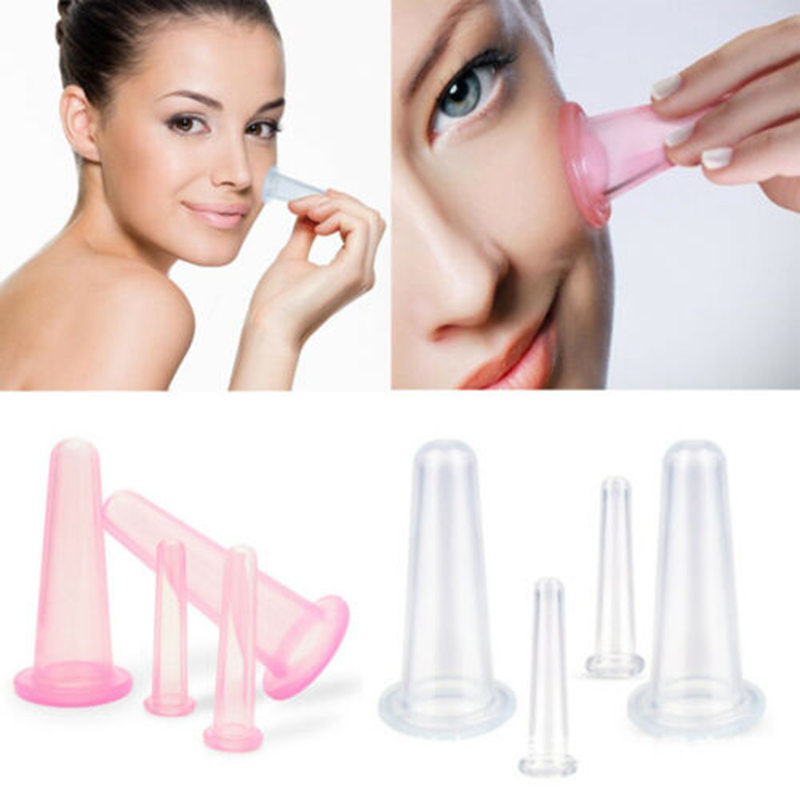 4pcs/set Silicone Massage Cups Set Facial Anti-Cellulite Medical Cupping Therapy