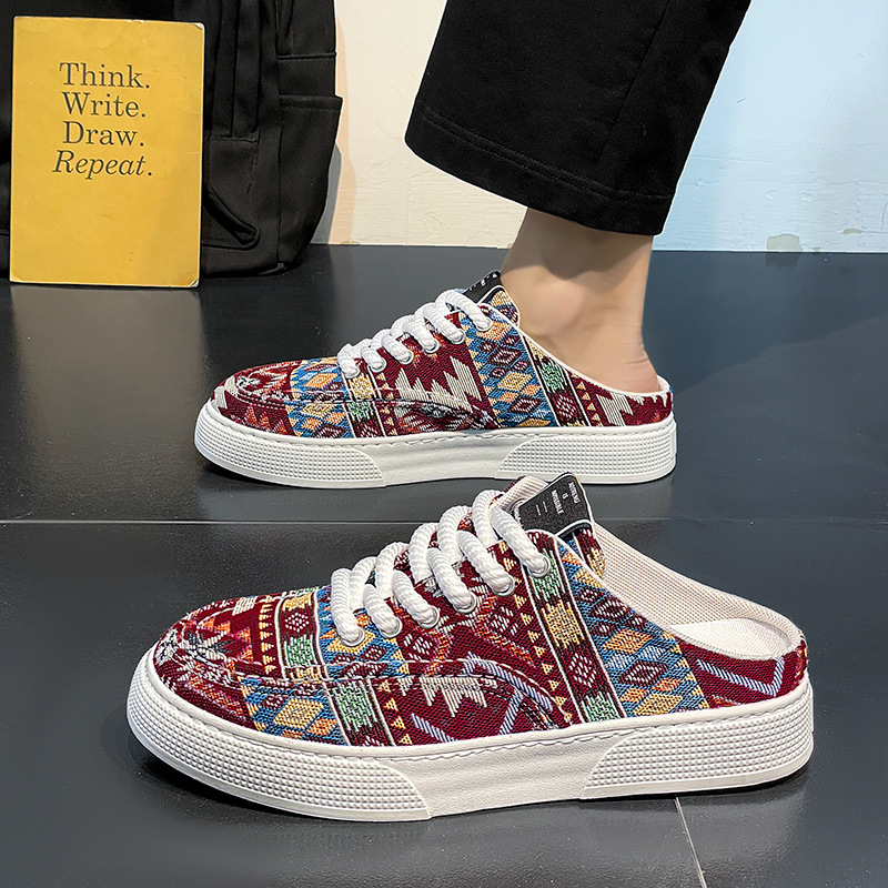 Male Slipper With Straps Half Print Slides 2025 Style Fashion Designer Luxury Adult Mascullino Elegant Men's Shoe