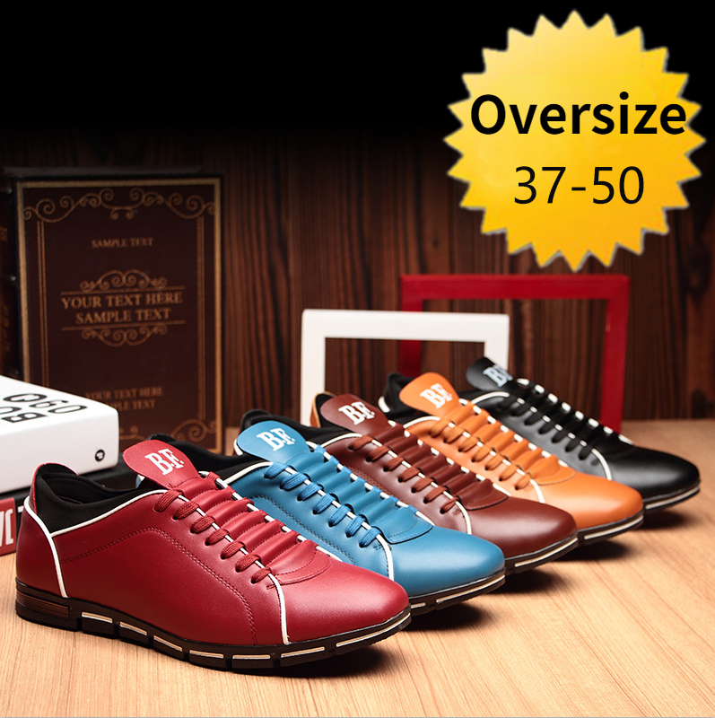 New Men Shoes Casual Sneakers Fashion Solid Leather Shoes Formal Business Sport Flat Round Toe Light Breathable