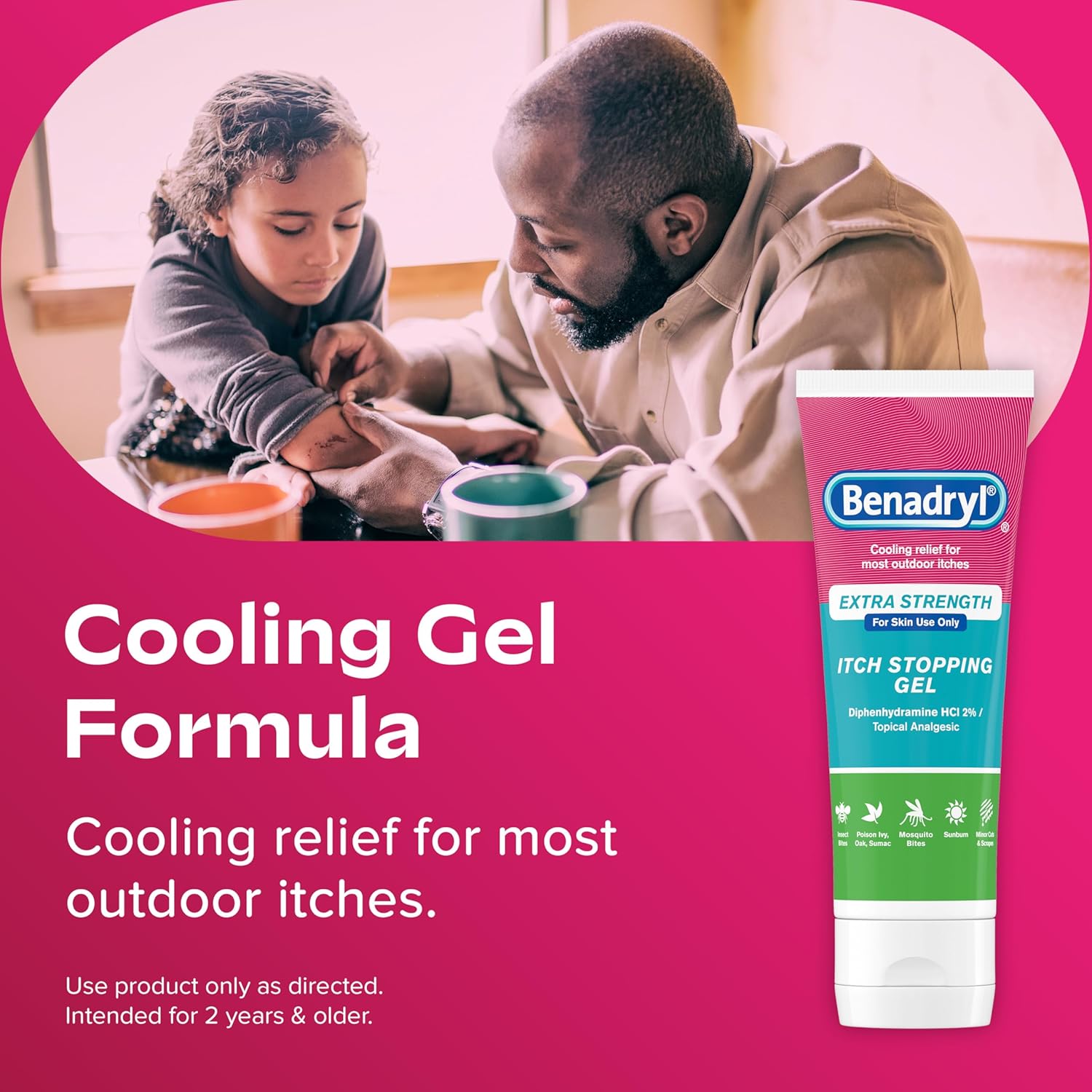Benadryl Topical Itch Relief Gel, Extra Strength, Contains 2% DIPHENHYDRAMINE HCL, Soothing Relief from SCRAPES, Insect Bites, Sunburn, Poison Ivy and