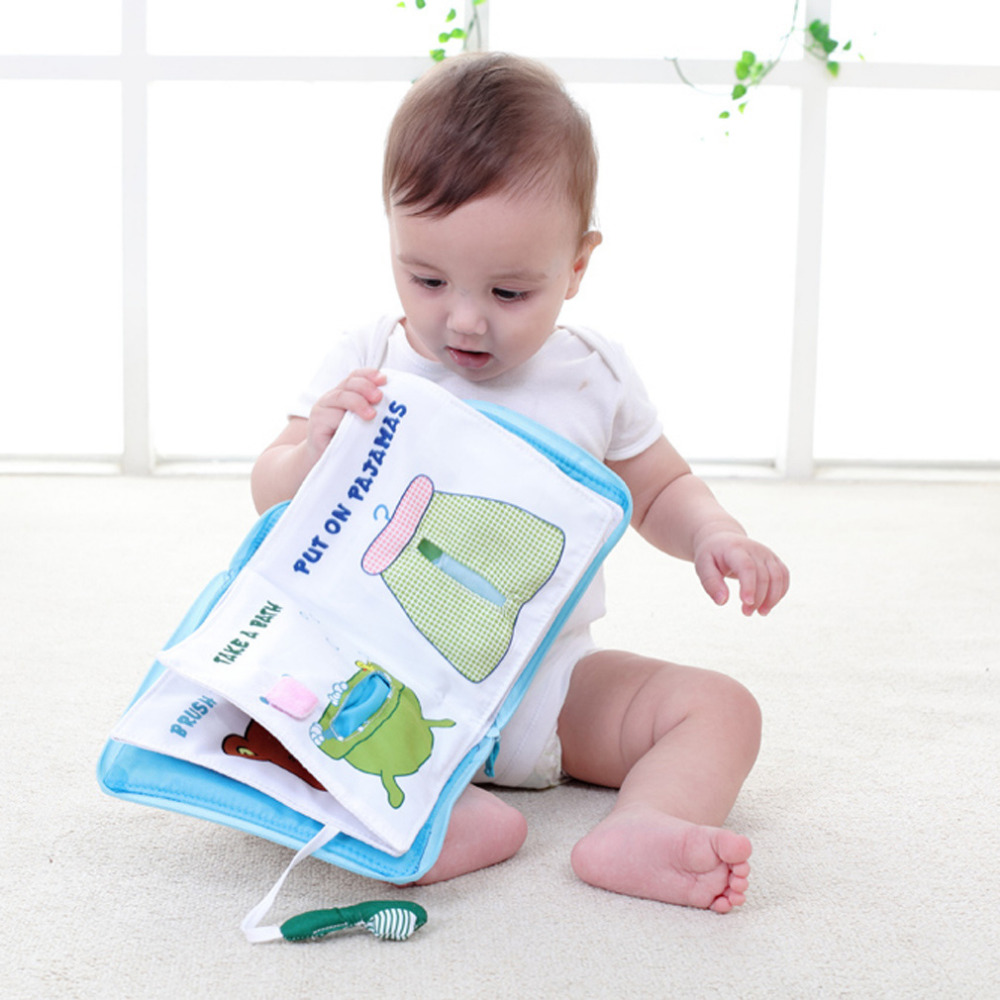 12 pages Soft Cloth Baby Boys Girls Books Rustle Sound Infant Educational Stroller Rattle Toys For Newborn Baby 0-12 month