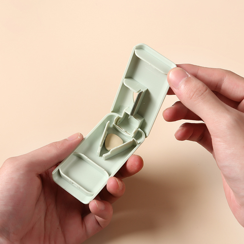 Portable Rectangular Tablet Cutter Splitter Box Pill Dispenser Storage Case Organizer Container Medicine Tablet Mini Pill Case