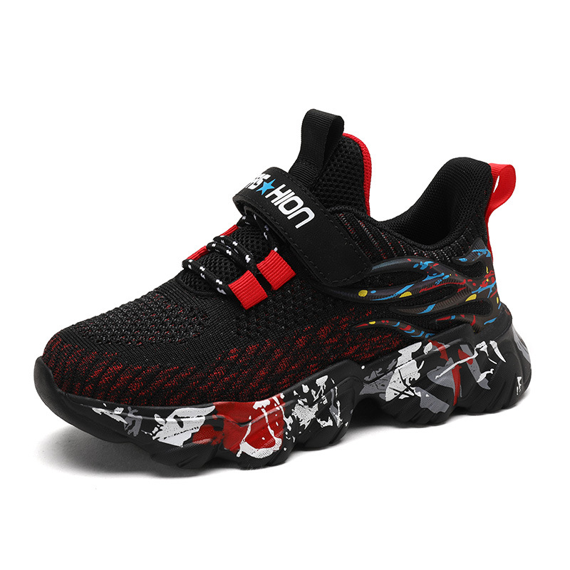 Boys' Sports Shoes Spring and Autumn Mesh Breathable Middle Big Boys' Soft Sole Anti slip Children's Running Shoe