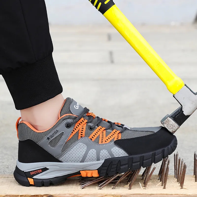 Men's steel toe safety shoes, anti impact and anti stab construction work shoes, wear-resistant hiking labor protection shoes