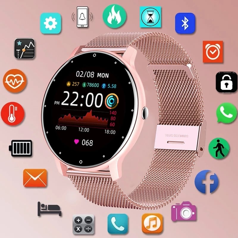 Smart watch Ladies Full touch Screen Sports Fitness watch ZL02 waterproof Bluetooth For Android iOS Smart watch Female