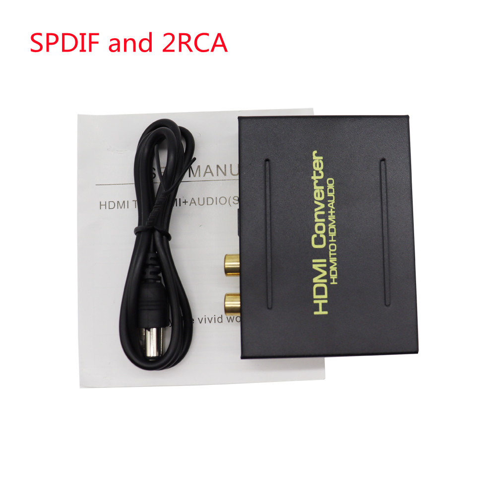 HDMI-compatible Audio Extractor Stereo Extractor Converter Optical TOSLINK SPDIF + 3.5mm Audio Splitter Adapter Black