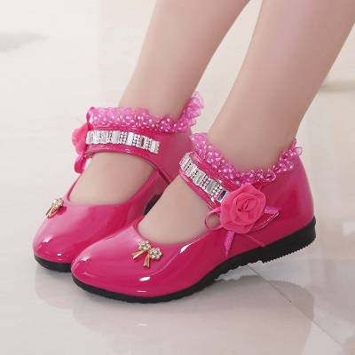 Autumn Bow Girls Leather Shoes Cute Fashion Floral Party Shoes Children Shoes
