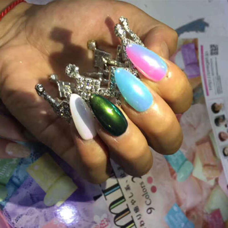 Color-Change Neon Aurora Mermaid Nail Art Glitter Powder Mirror Effect Chrome