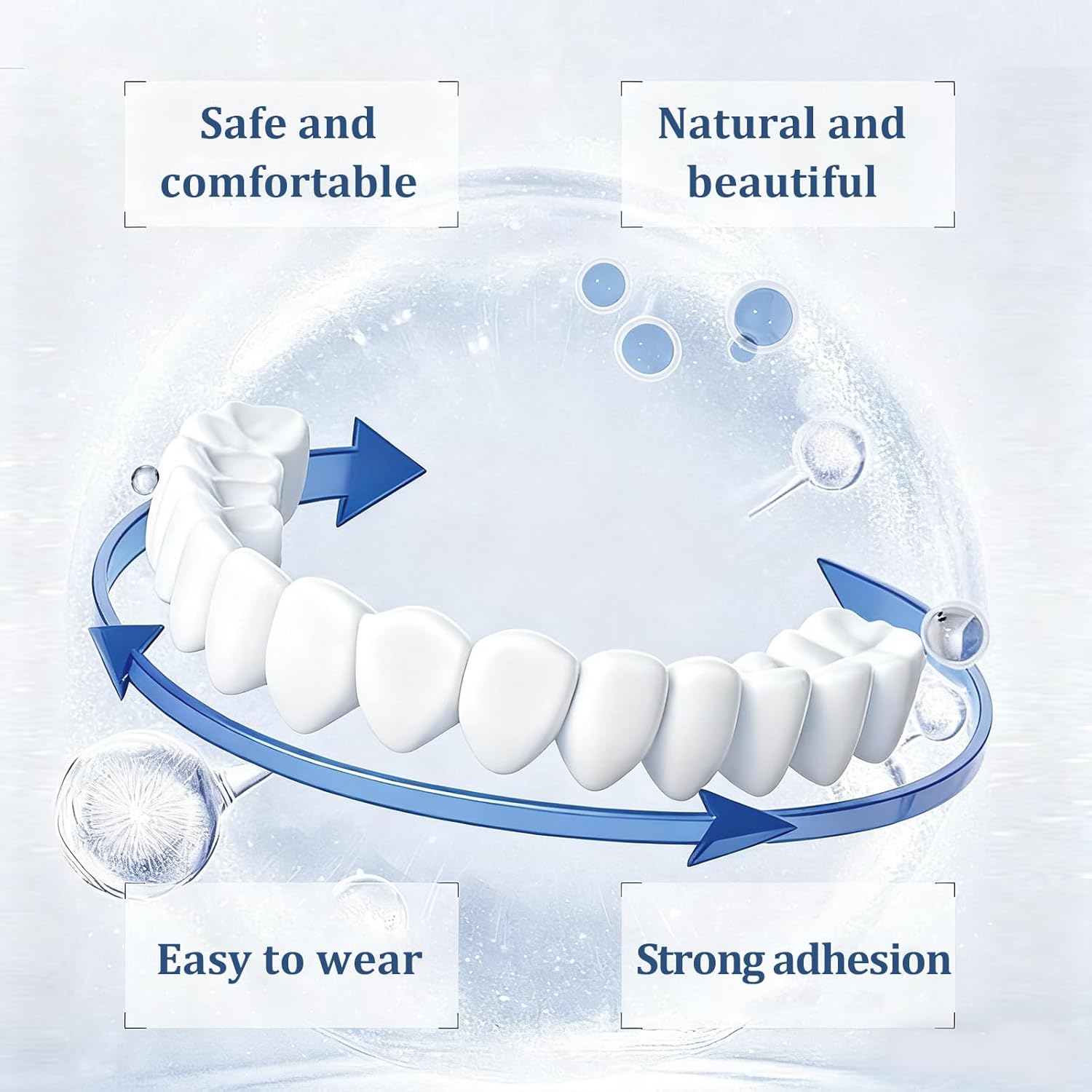 2 Pairs Temporary Smile Veneers, Adjustable Comfortable Fit for Men and Women (Bright White3)