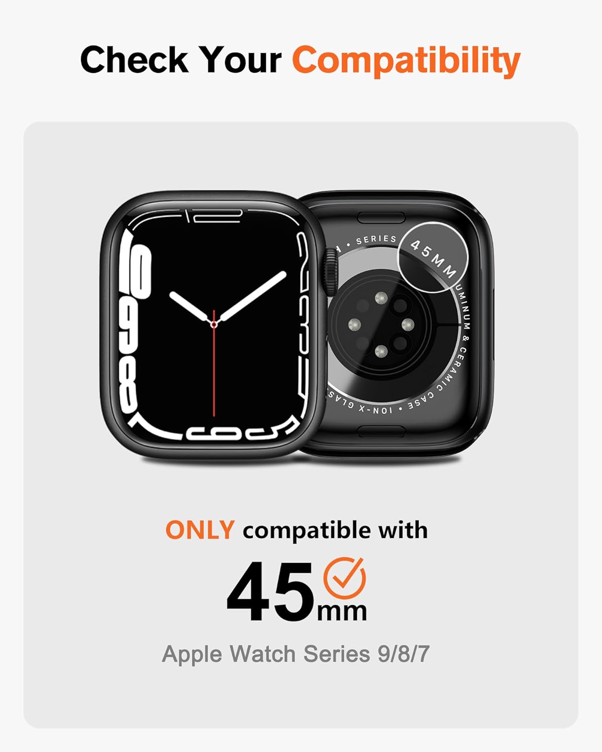amBand 3 in 1 Metal Case Compatible with Apple Watch Series 9/8/7 45mm, W1 Rugged Bumper Protector [Turning into Ultra 3/2/1 Upgrade] with Watch Crown
