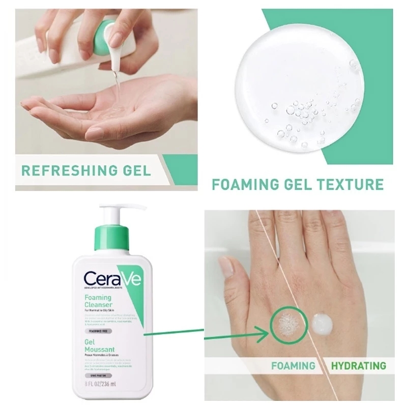 CeraVe SA Smoothing Cleanser Acne Treatment Hydrating Cleaner Moisturizing No Stimulation For Oily Dry Skin Face Wash 236ml