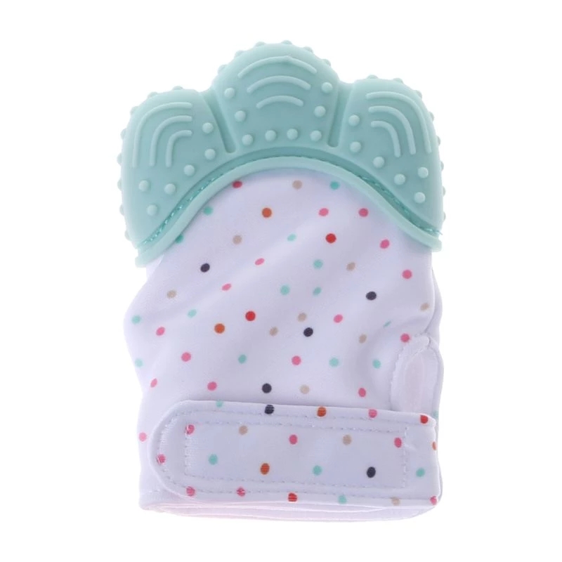 Baby Safe BPA Free Teether Mitten Gloves Cartoon Doughnut Infant Food Grade Silicone Chewing Teeth Training Molar Glove