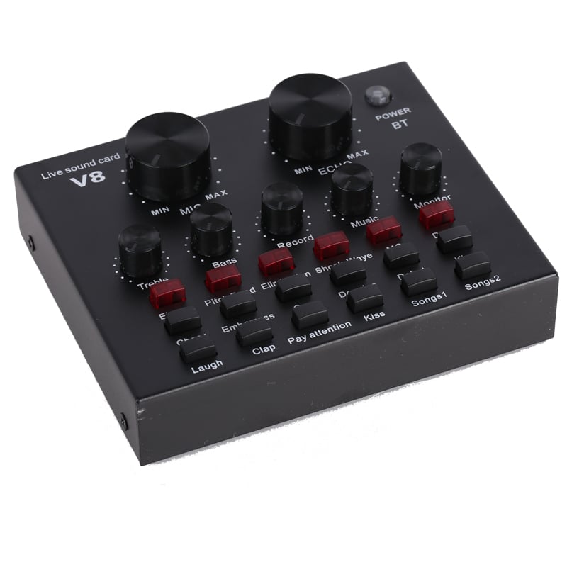 Audio Interface V8 Usb Sound Card Audio Microphone Webcast Live Sound Card External Usb Bluetooth Function For Phone PC Dropship