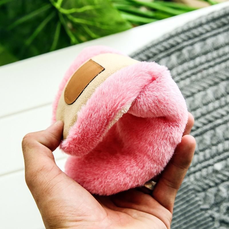 New Jade Rabbit Velvet Japanese Style Slippers Solid Color Suede Anti slip Wooden Floor Silent Soft Bottom Cotton Shoes