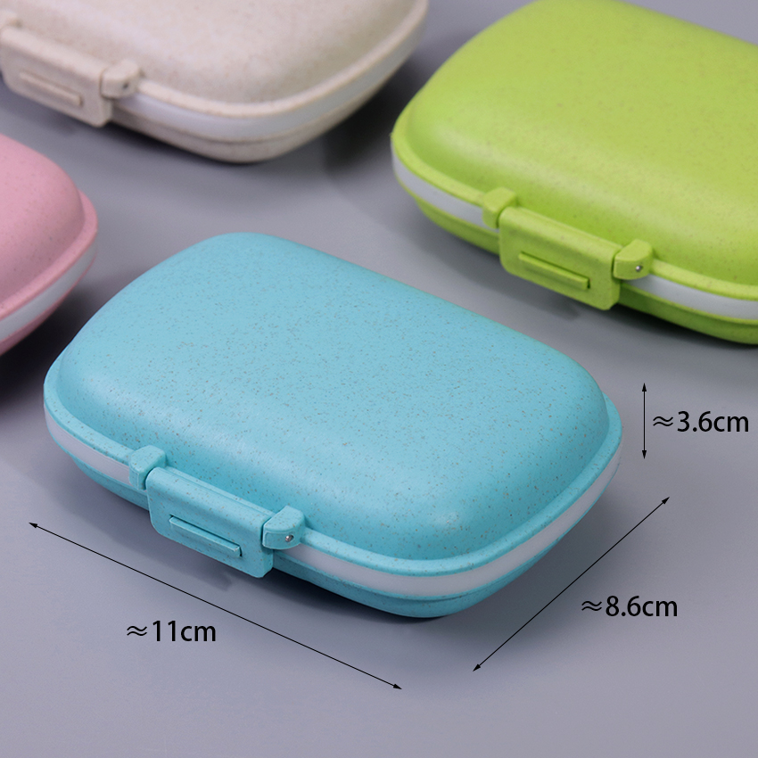1PC Portable 8 Grids Sealed Pill Box With Seal Ring Small Box For Tablets Wheat Straw Container For Medicines