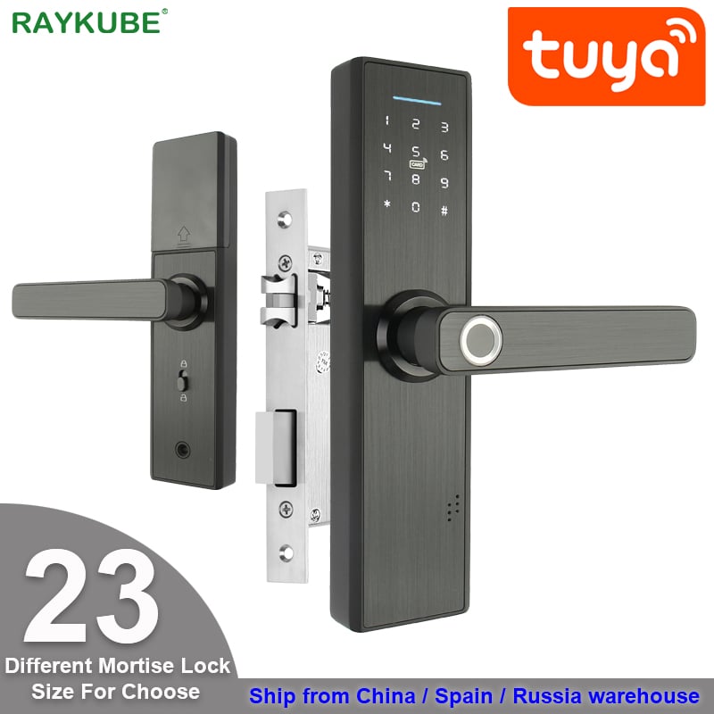 Wifi Electronic Door Lock With Tuya APP Remotely / Biometric Fingerprint / Smart Card / Password / Key Unlock