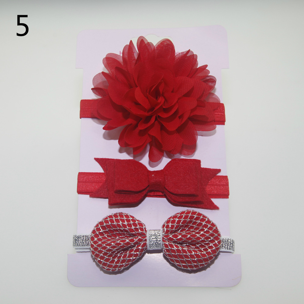 Fashion Korean Flower Hair Band Child Bow Three Piece