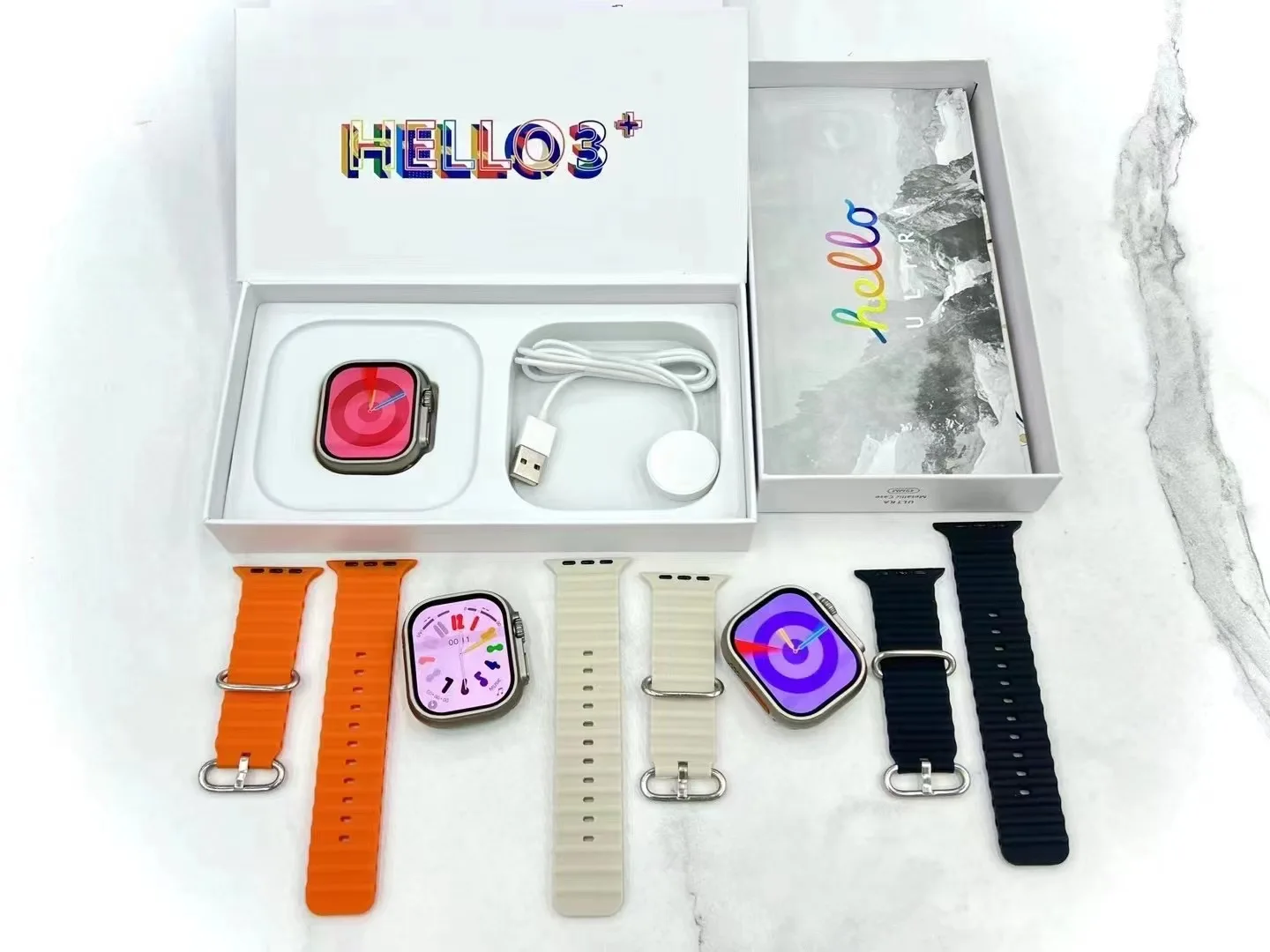 New Hello3+ Watch Smart Watch Ultra Series 8 NEW Amoled Screen 49mm Compass 4GB ROM Heart Rate Monitor 2023 IWO Smartwatch