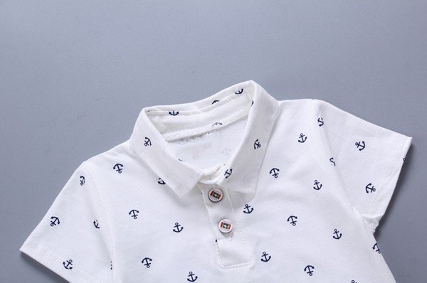 Ones boys summer new casual short sleeved t-shirt short pant clothing set baby kids polo shirt cotton suit