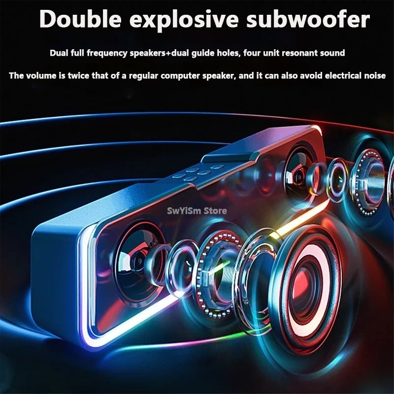 Fashion Colorful Lighting Desktop Computer Game Bluetooth Speaker For TV For Computer Caixa De Som Heavy Bass Home Theater Audio