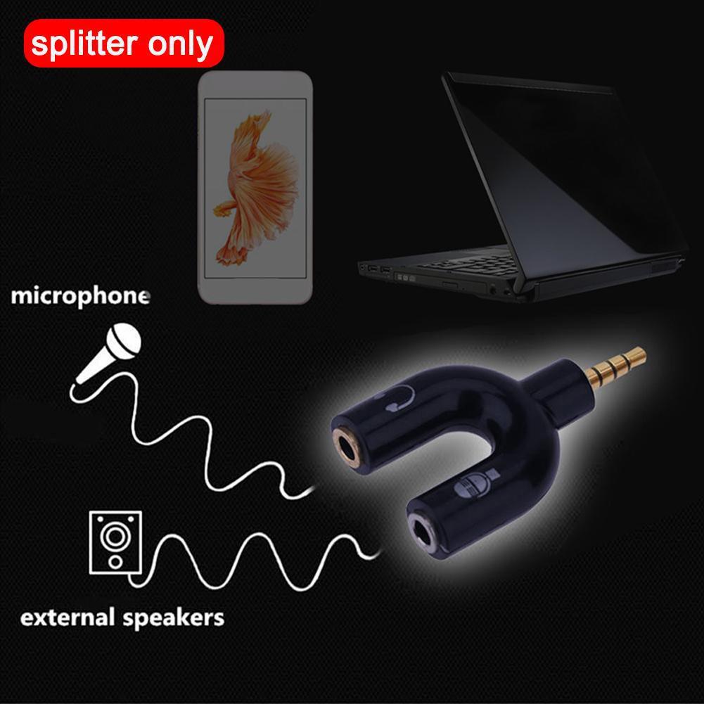 New 3.5mm Microphone Audio Converter Adapter Splitter Sound Stereo Audio Jack Interface External For 2 Way U Headset Speakers