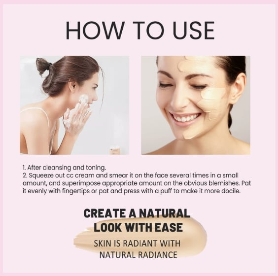 CC Foundation Cream Natural Moisturizing Waterproof Brightening Foundation Concealer Coverage Blemish Oil-control Lasting Makeup